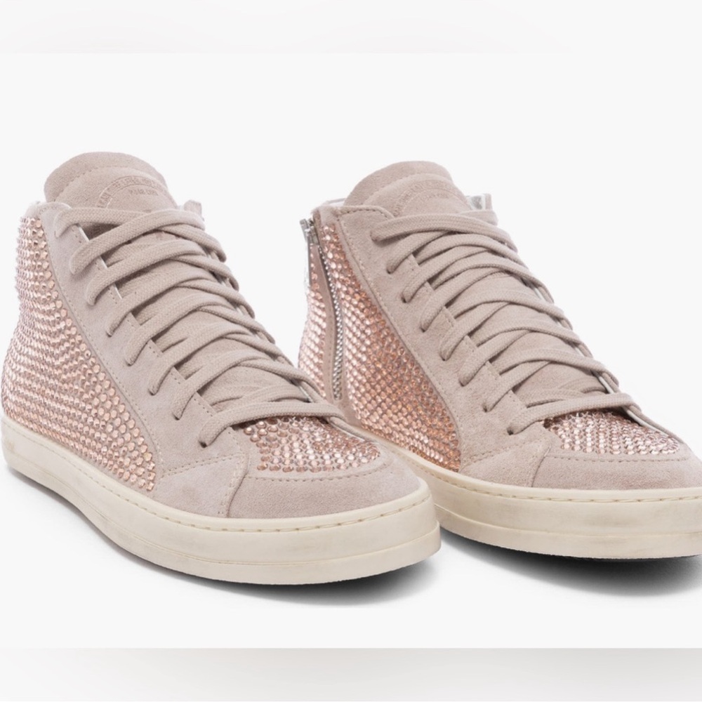 P448  Pink Rhinestone High-Top Sneakers NEW